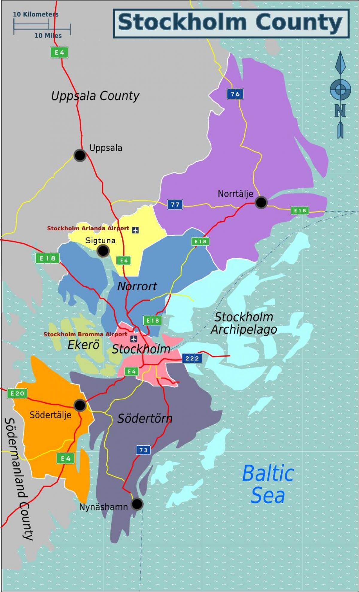 карта на Стокхолм, Шведска област