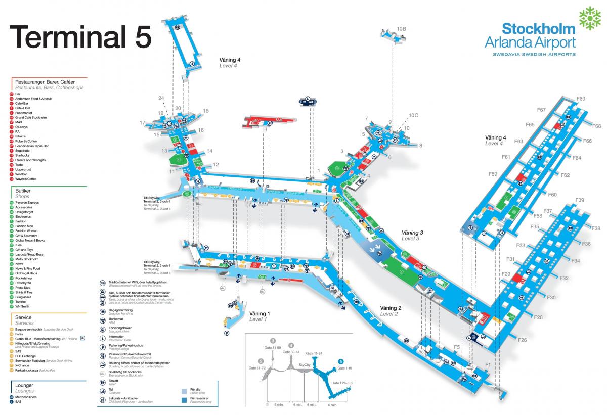 Стокхолм аеродромски терминал 5 мапа