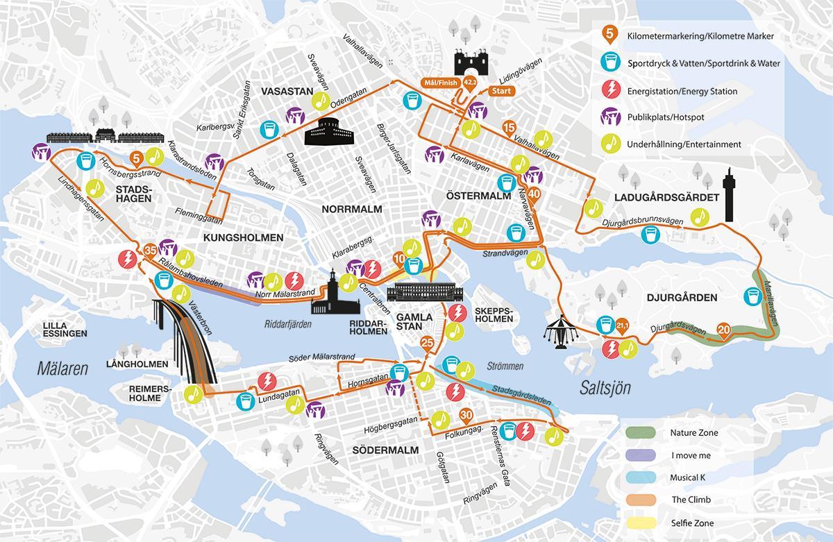карта на Стокхолм маратон