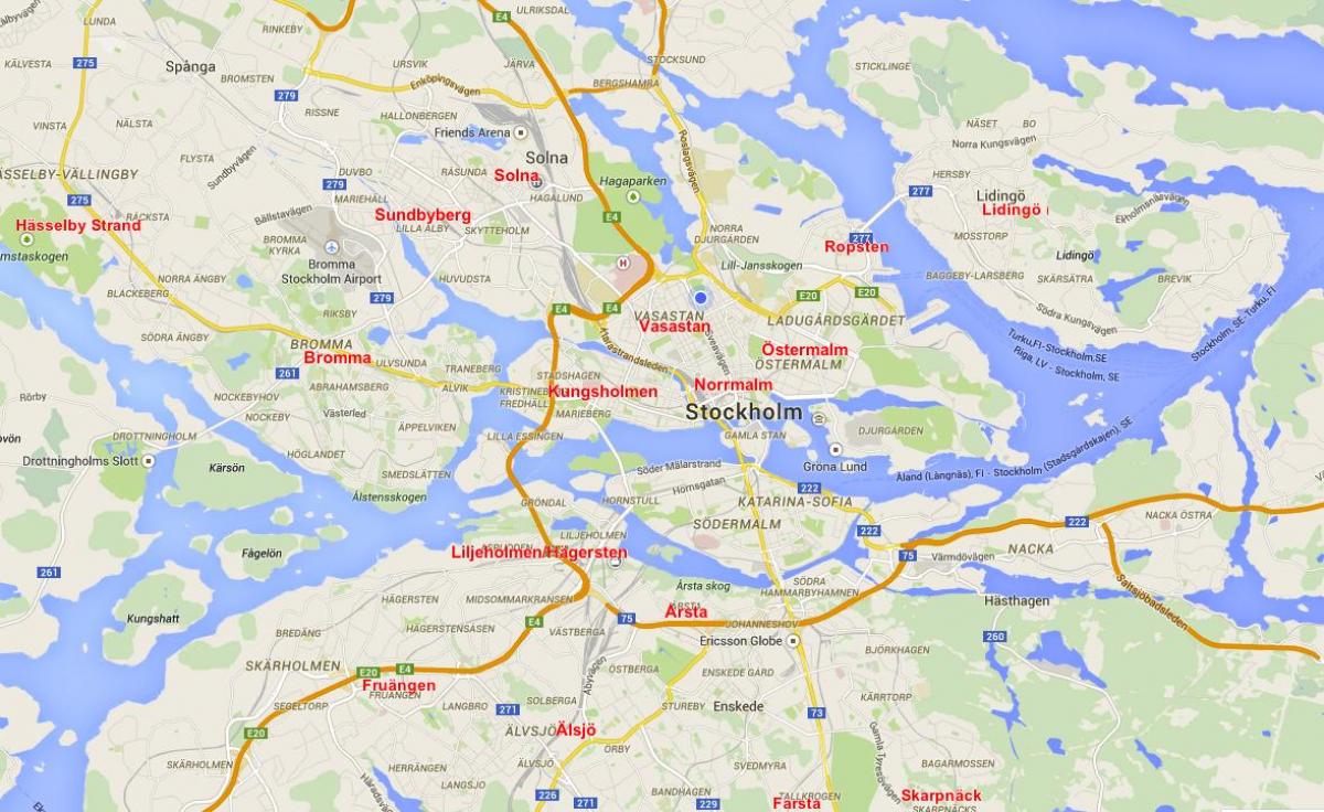 карта на Стокхолм населби