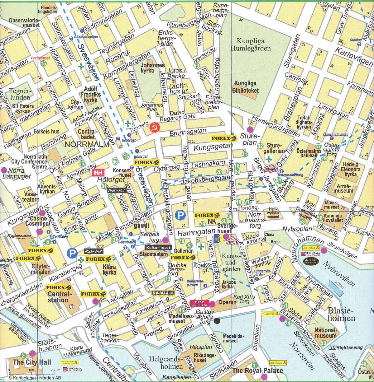 карта на центарот на градот Стокхолм