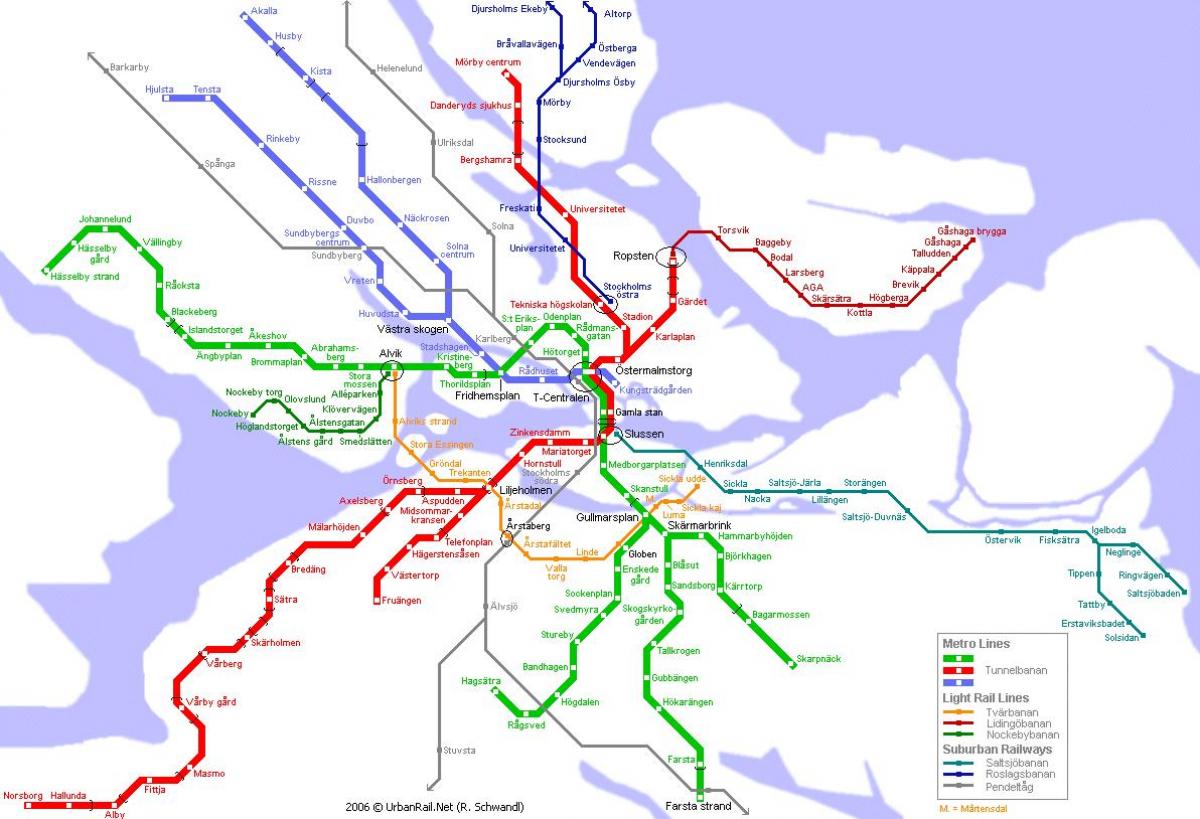 метрото мапата Стокхолм, Шведска