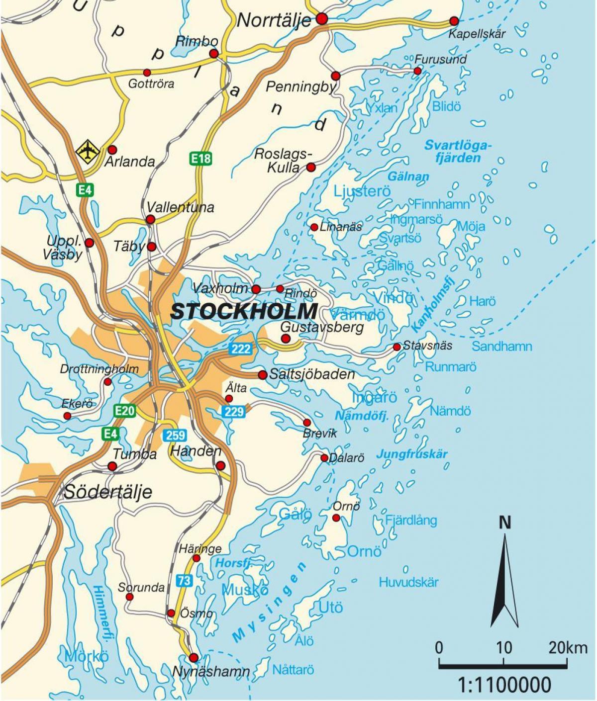 Стокхолм, Шведска мапа на градот