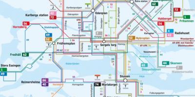 Стокхолм автобуски линии на мапа