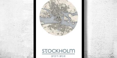 Карта на Стокхолм мапата постер