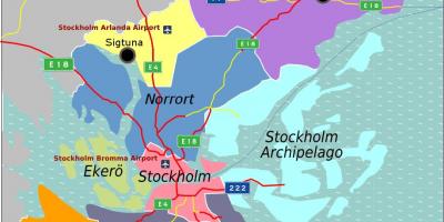 Карта на Стокхолм предградијата