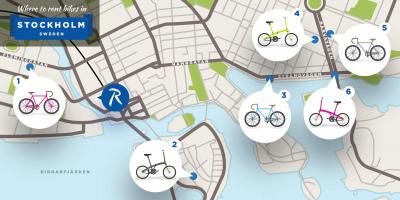 Стокхолм, градот велосипеди мапа